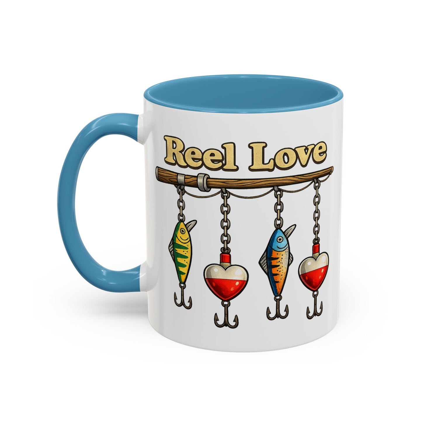 Reel Love Fishing Accent Coffee Mug | Fishing Reel Heart Design