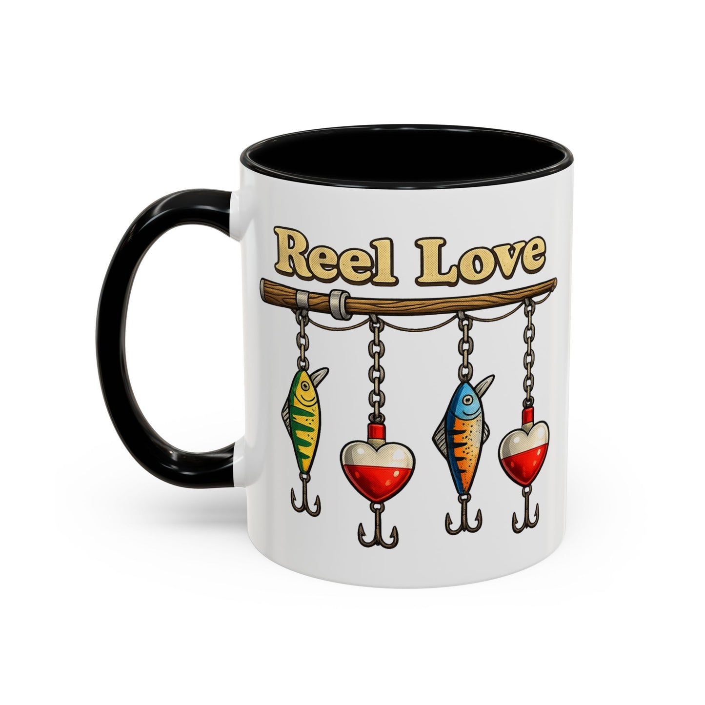 Reel Love Fishing Accent Coffee Mug | Fishing Reel Heart Design