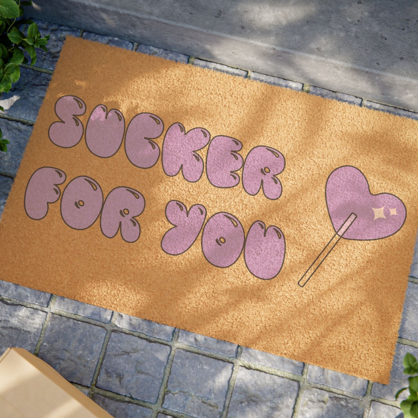 Doormat — "Sucker For You" Heart Lollipop Welcome Mat