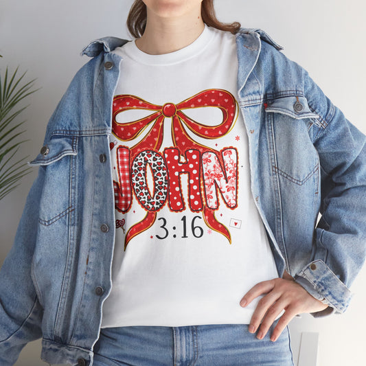 John 3:16 T-Shirt — Red Bow Christian Faith Tee