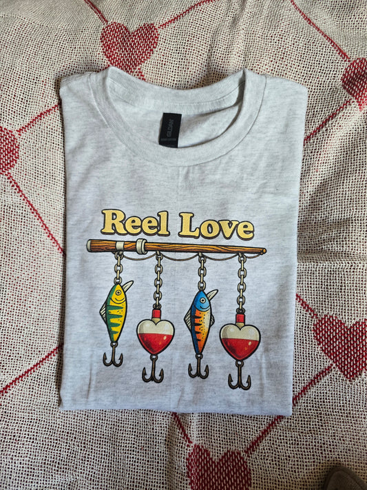 Reel Love Fishing Lures Tee | Kids fishing shirt, nautical heart lures