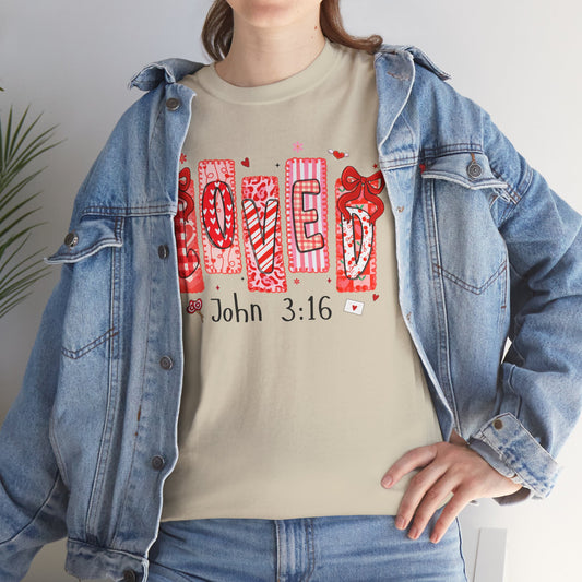 T-Shirt — Loved John 3:16 Christmas Scripture Tee