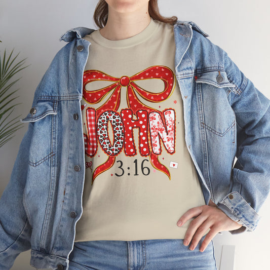 John 3:16 T-Shirt — Red Bow Christian Faith Tee
