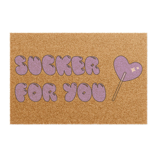 Doormat — "Sucker For You" Heart Lollipop Welcome Mat