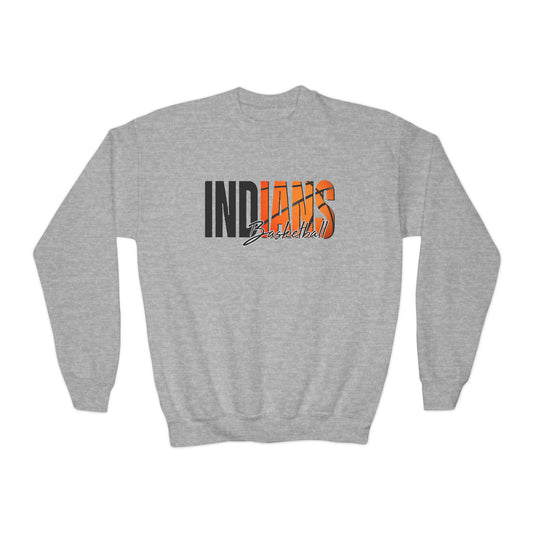 Youth Crewneck Sweatshirt — "Indians" Orange & Black Sport Logo